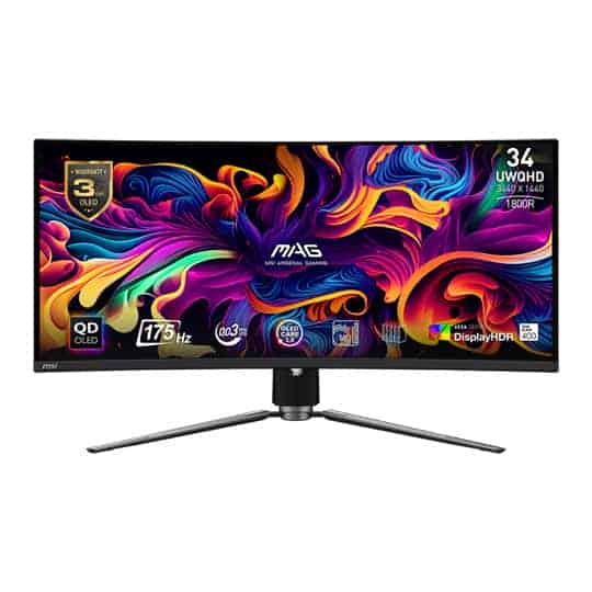 (image for) MSI MAG 341CQP QD-OLED 34\" UWQHD 175Hz Adaptive Sync Curved HDR Open Box Monitor